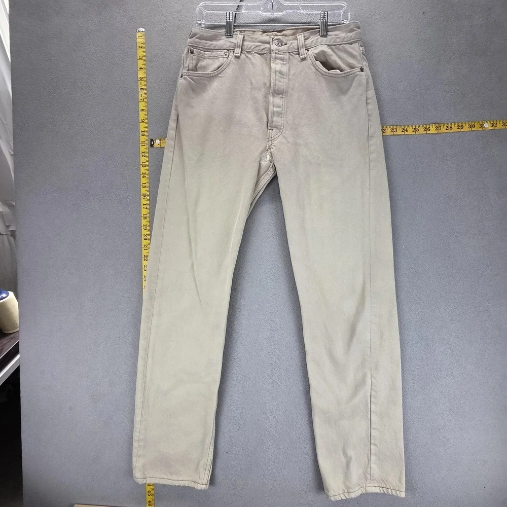 Vintage Levis‎ 501 Jeans Mens Beige Button Fly Made in USA Fits 30x32
